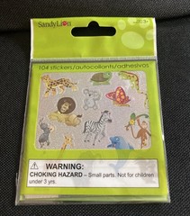 Sandylion 104 stickers Mini Wild Zoo Animals Lion Zebra Monkey Elephant Lizard
