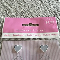 Handmade Purse & Heart Glitter Stickers, Pink/Blue/White/Gray, Hearts Theme