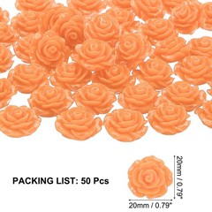 50 Mini Resin Roses 20mm, For Cabochons Orange Flowers