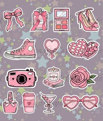 Pink Aesthetic | Cute Girly Stickers | Fashion & Beauty Sticker Set – 14 Piece