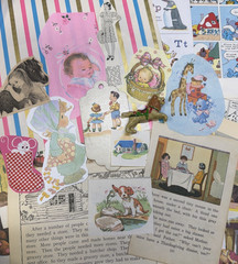 Vintage Childrens Ephemera Junk Journal Pack Book Pages Collage Crafts