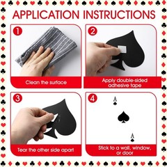 4 Sets Casino Theme Poker Stickers – Large Playing Card Decals for Party Decor