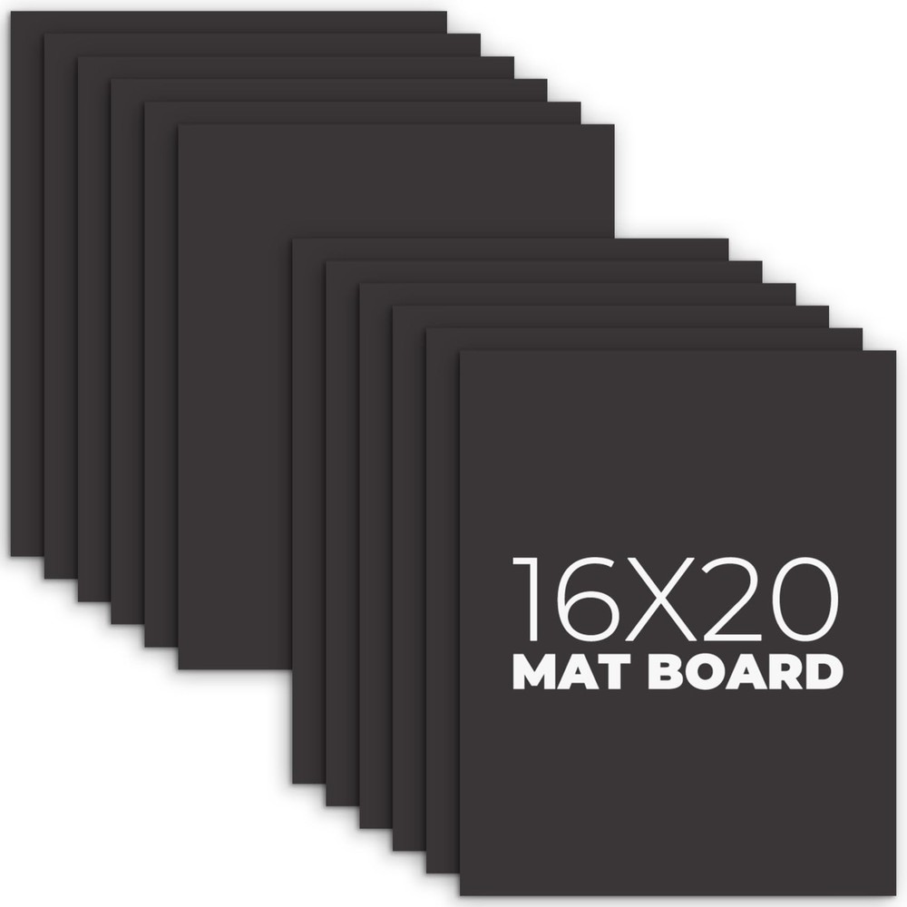 12 Pack 16×20 Uncut Mat Boards AcidFree Picture Backing Boards Black Frame