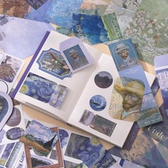Van Gogh Scrapbook Photo Album Supplies Kit with Tweezers and Glue Tape, Aest
