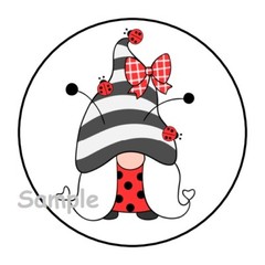 30 LADYBUG GNOME ENVELOPE SEALS LABELS STICKERS 1.5″ ROUND LADY BUG GIFTS