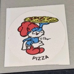 vintage Stickers Scratch N Sniff Papa SMURF PIZZA, Single,peyo RARE