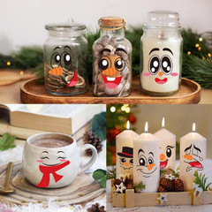 Snowman Faces Stickers,42 Pcs Cute Snowman Face Decals Christmas Vinyl Glass Win