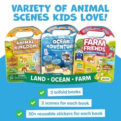 Reusable Sticker Books for Toddlers 1-3, Stickers for Toddlers 2-4 Years – St…
