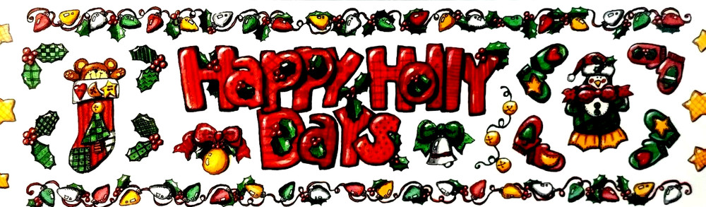 Christmas Holly Stocking Lights Mittens Bells Happy Karen Foster Border Stickers