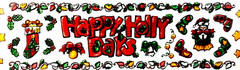 Christmas Holly Stocking Lights Mittens Bells Happy Karen Foster Border Stickers