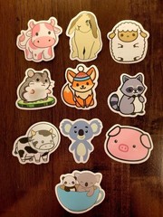STICKERS UPICK Various Animals Cute Cartoon Vinyl PEEL & STICK