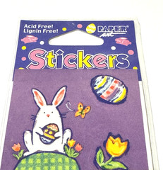 Paper Art Stickers Easter Rabbit Flowers Eggs Greeting Card Eileen Toohey NEW