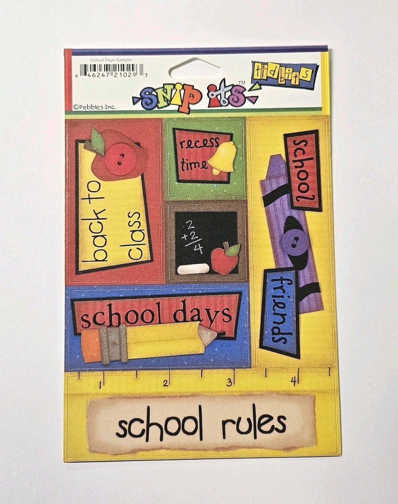Pebbles Inc School Days Sampler Cardstock Stickers SnipIt Words Titles Quotes