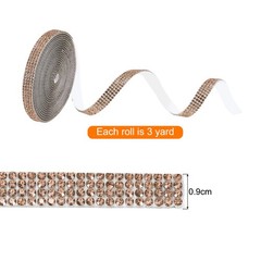 0.35 Inch Self Adhesive Rhinestone Strips 3 Yard for Crafts,Champagne