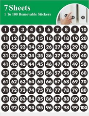 700 PCS Self-Adhesive Black Vinyl Number Labels 1-100 for Smart Organizing