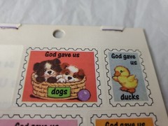 Vtg Stickers God Gave Us Animals Kittens Puppies Duck Sticker Pack 6 Sheets 1998