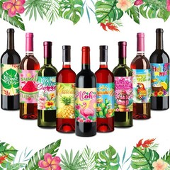 Hawaiian Bright Beachy Patterned Joyful Hawaiian Decorative Wine Bottle Stickers