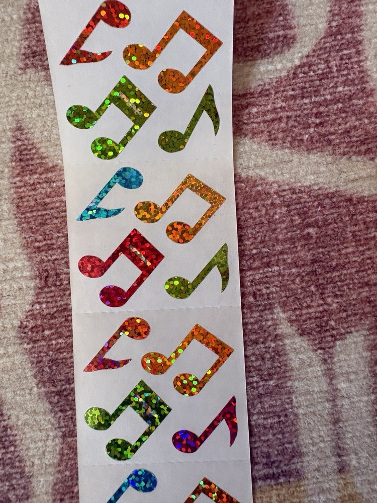 Hambly studios Rainbow Prism/glitter Music notes partial roll 30 mods vintage