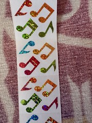 Hambly studios Rainbow Prism/glitter Music notes partial roll 30 mods vintage