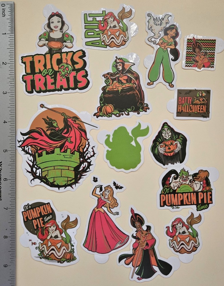 Disney Princess / Happy Halloween 14 Vinyl Decal Stickers. Waterproof.