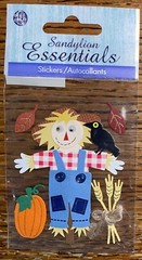 Essentials Halloween Scare Crow Pumpkins Hay Wheat Leaves 3D Scrapbook Stickers