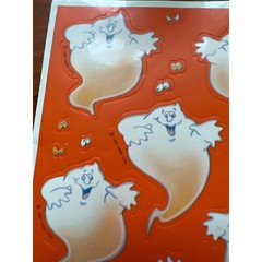 Vintage 1987 Hallmark Halloween Ghost Stickers Black Bats 6″ x 4.5″ New