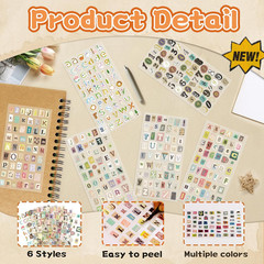 694Pcs Vintage Alphabet & Number Stickers for Scrapbooking and DIY Crafts