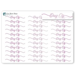 Day Off  Script Planner Stickers / 30 Gold Foiled Text Headers (1.5”) PINK