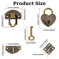 2 Set Antique Bronze Hasp Latch 27 X 30 mm Hasp Latch Mini Box Hinges and Lov…