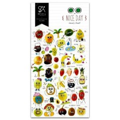 CUTE FRUIT STICKERS Nice Day Kawaii Paper Sticker Sheet Craft Scrapbook Seal NEW