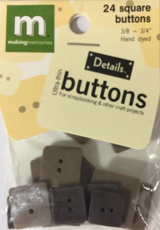 BROWN SQUARES ULTRA-THIN BUTTONS(24pc)Making Memories•Asst. Sizes 3/8″-7/8″