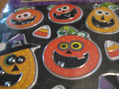 Crafters Square 21 Halloween Puffy Stickers 1 Sheet Pumpkins Jack-o-Lanterns NEW