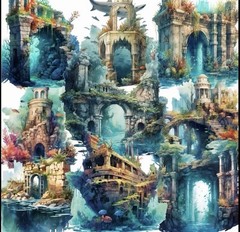 10pcs Underwater Lost Cite Stickers- Scrapbook, Journal, DIY Crafts & Cards