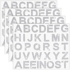 Zonon 136 Pieces Rhinestone Iron-on Letter Large Glitter Bling Small, Silver