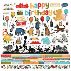 Simple Stories CLASSIC POOH BIRTHDAY 12×12 Cardstock Sticker Sheet scrapbooking