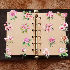 50PCS Pink Flower Stickers Aesthetic PET Transparent Stickers Nature Flower
