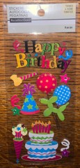 Recollections Happy Birthday Cake Balloons Party Hats Streamer Scrapbook Sticker