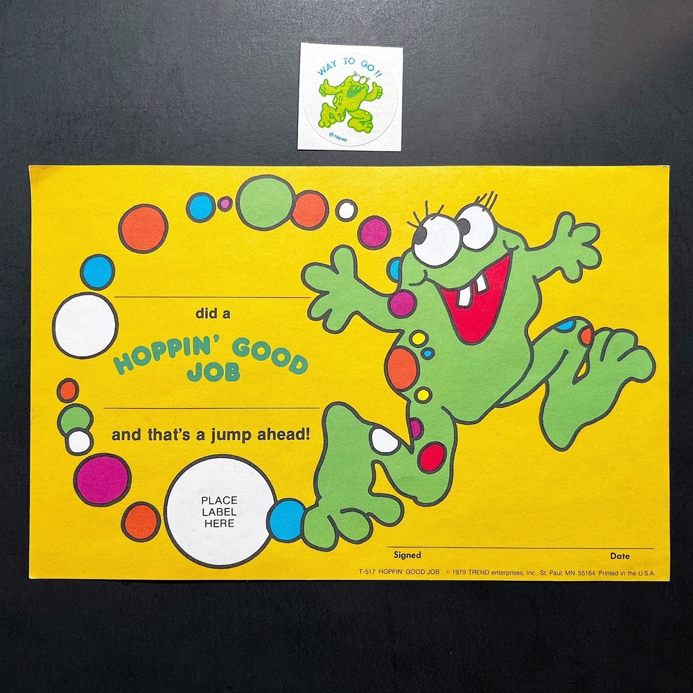 TREND Award Certificate HOPPIN’ GOOD JOB (1979 T-517 ) with SPEARMINT sticker