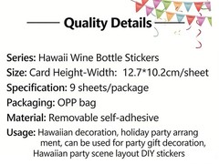 Hawaiian Bright Beachy Patterned Joyful Hawaiian Decorative Wine Bottle Stickers