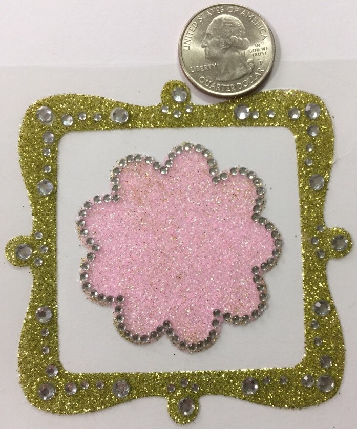 FLUTTER GLITTER BLING Shapes(2pc) Making Memories•Frame•Pink Flower •Rhinestones