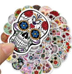 50Pc Sugar Skull Stickers Dia De Los Muertos Day of The Dead Mexican Vinyl Decal