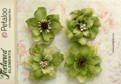 Burlap Flowers PISTACHIO Approx 4 x 55 to 60mm across & varied centres Petaloo C