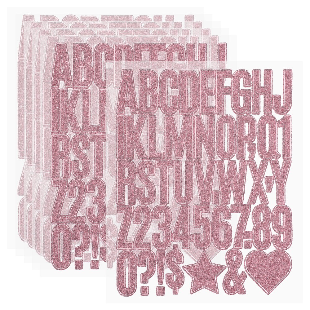 276Pcs 1.6″ Glitter Letter Stickers 6 Sheets Number Stickers Pink