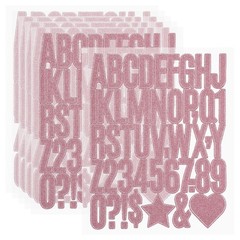 276Pcs 1.6″ Glitter Letter Stickers 6 Sheets Number Stickers Pink