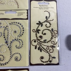 Swirl Swirls Flourish Bling AB Rhinestones Gems Recollections Stickers Lot Of 10