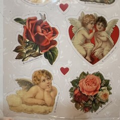 Vintage Hallmark Victorian Style Cherubs Valentine Rose Flowers Stickers New