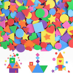 1600 Foam Shape Stickers in 8 Colors for Kids Crafts, 16 Sheets