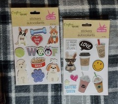 Crafters Square Scrapbook Pop-Up Stickers Dog Animal Coffee Lover 2 Pack Set