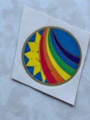 STICKER DESIGN SUN PEEKING OVER RAINBOW – 1 PIECE – NO BRAND NAME