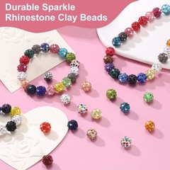 105 Pcs 10mm Rhinestone Clay Beads for Jewelry Making, AB Color